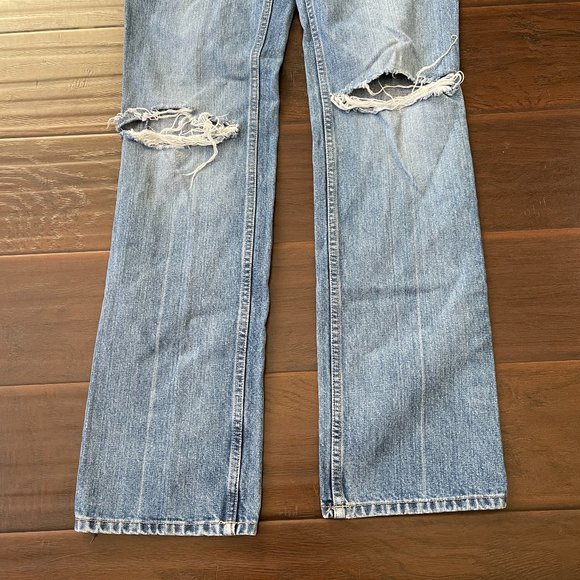 VTG Y2K Marc Jacobs Distressed Tattoo Spider Web Printed Blue Denim Jeans Sz 8 - Picture 3 of 12